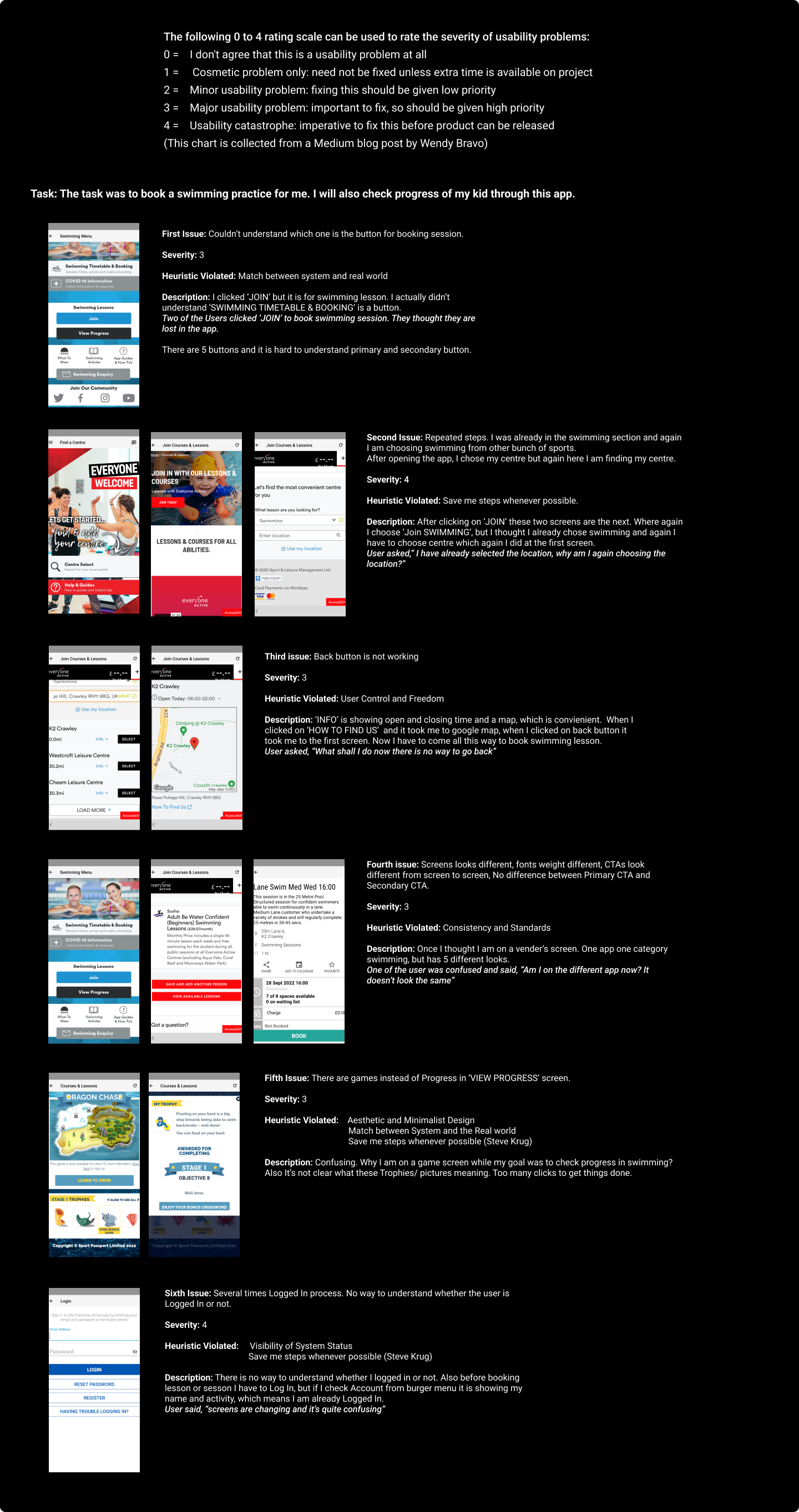 Leisure Centre - Heuristic Evaluation